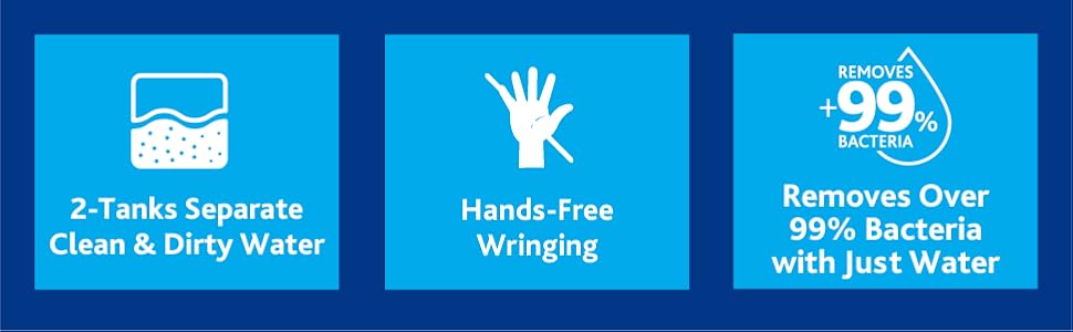 O-Cedar RinseClean Spin Mop & Bucket System + 2 Extra Mop Heads| Clean with Clean Water | Removes 99% of Bacteria