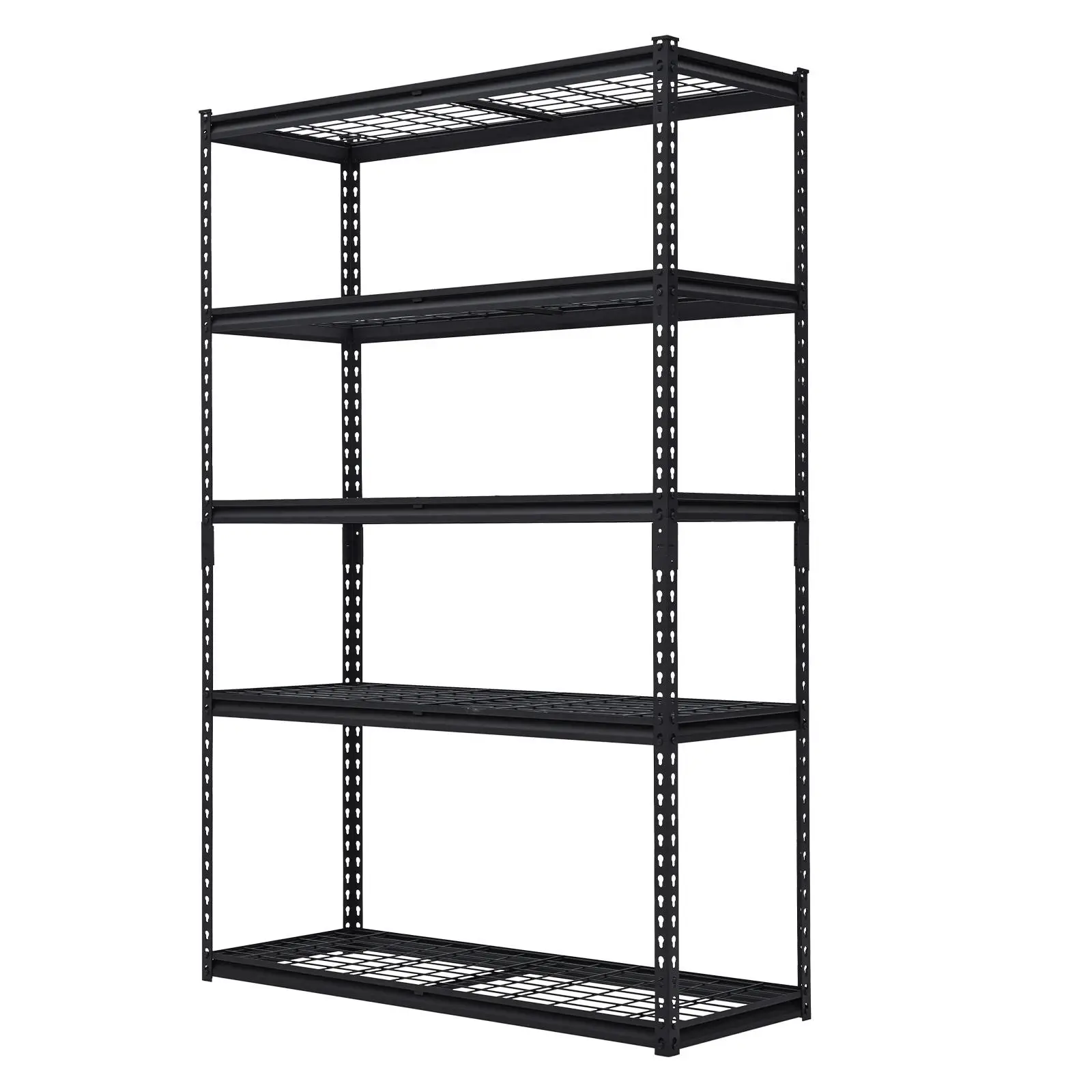 Heavy Duty Garage Shelving Units 2500 lbs Metal Storage Rack 5 Tier Adjustable Shelves Boltless Steel Organizer Utility Rack for Workshop Basement Warehouse Pantry Industrial Closet Black 48"x18"x72"