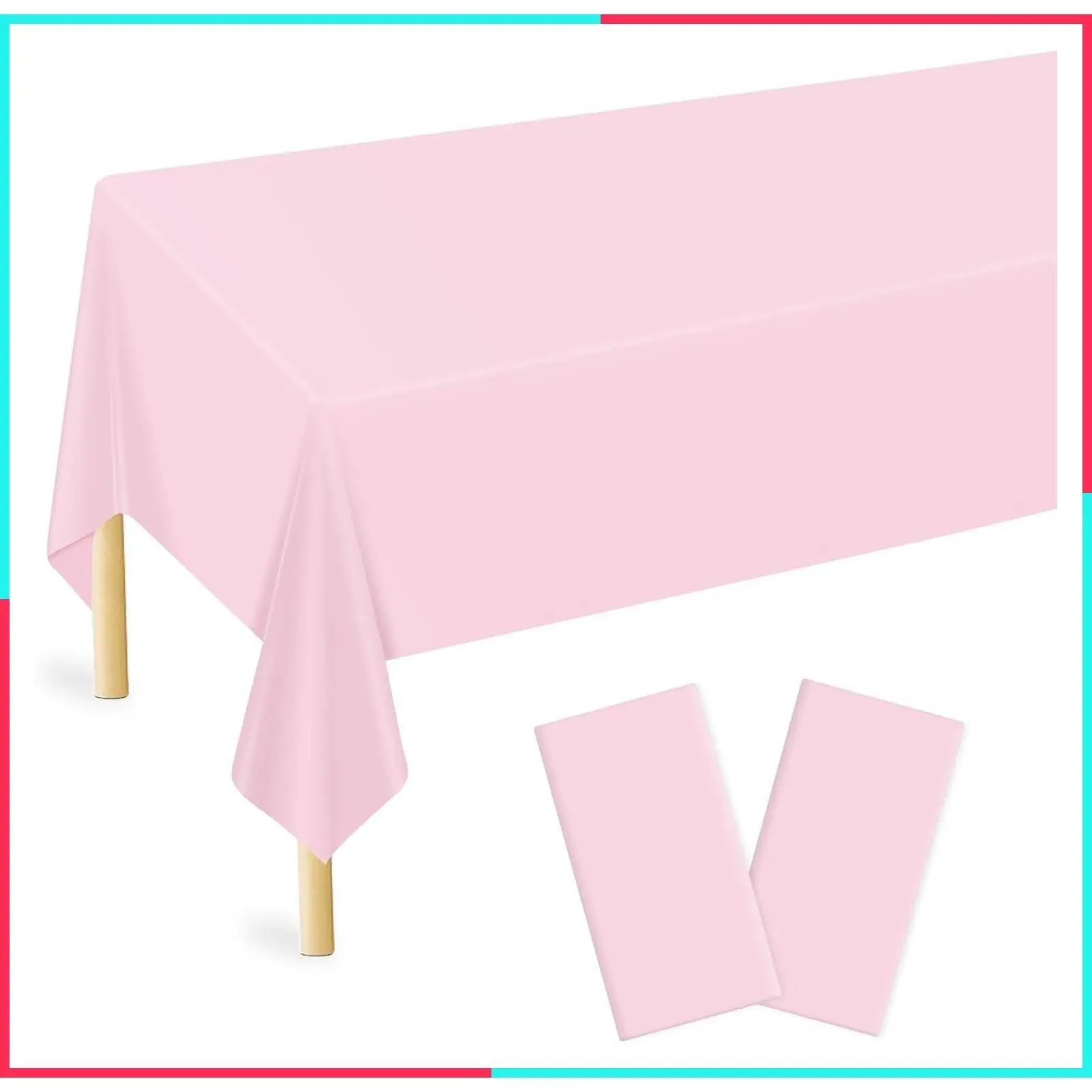 2 Pcs Light Pink Plastic Tablecloth for Rectangle Table, 54 x 108 inches Disposable Pink Party Table Covers for Girl Birthday, Wedding, Baby Shower, Mermaid Party Decoration
