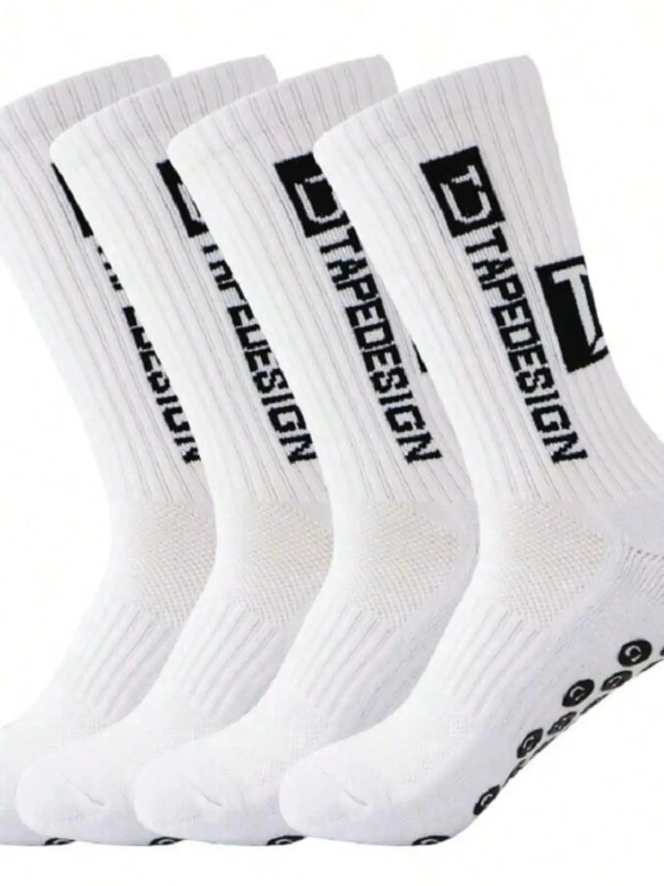 4 Pairs Men's Socks, Thickened Towel Bottom Sweat-Wicking Anti-Odor, Non-Slip Football Sports, Athletic Mid-Calf Socks for Soccer, Running, Hiking