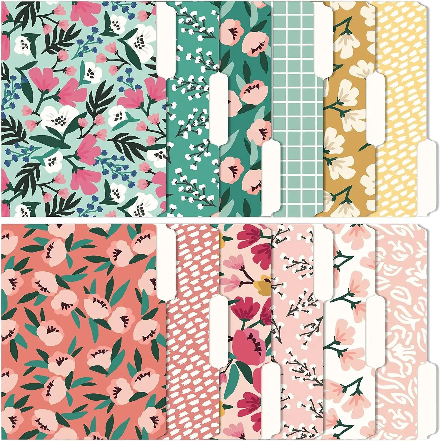 Cute Decorative File Folders, 12 Pack 3-Tab Letter Size, Boho Manila | 1/3 Cut Tabs Heavy Duty File Folder for , Office & School, Top Tab File Folders for Filing Documents Organizing Paperwork