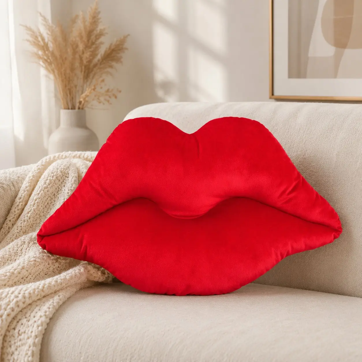 1PC Lip Velvet Cuddle Pillow, Y2K Style Home Decorative Cushion, Perfect for Bed or Sofa, Ideal Gift for Friends, Seasonal Room Upgrade
