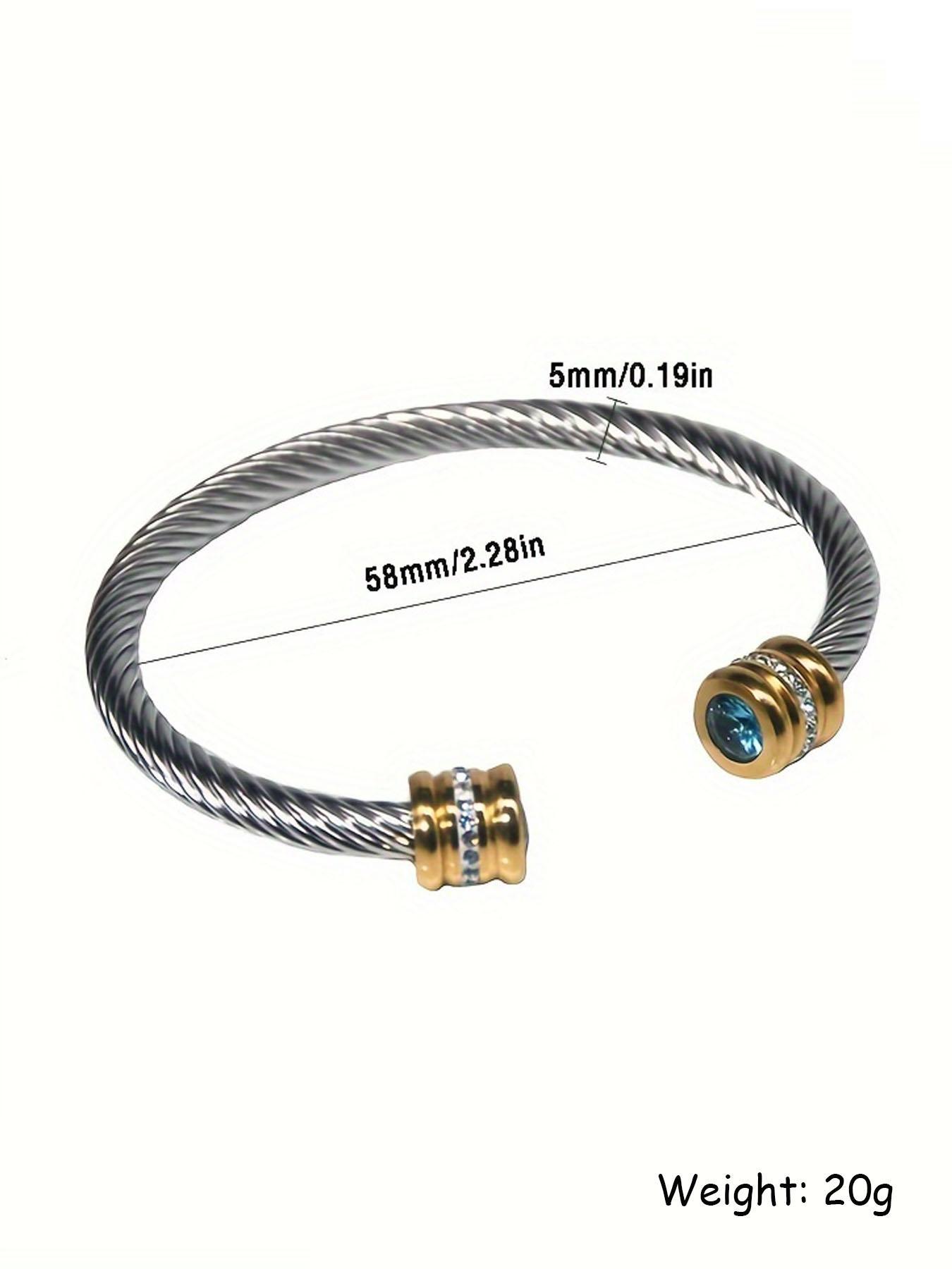 Rhinestone Decorated Stainless Steel Cuff Bracelet, Rhinestone Decor Bangles, 1 Count Fashionable Jewelry for Party, Everyday Wear Accessories, Trendy Versatile & Exquisite Jewelry for Birthday Gift