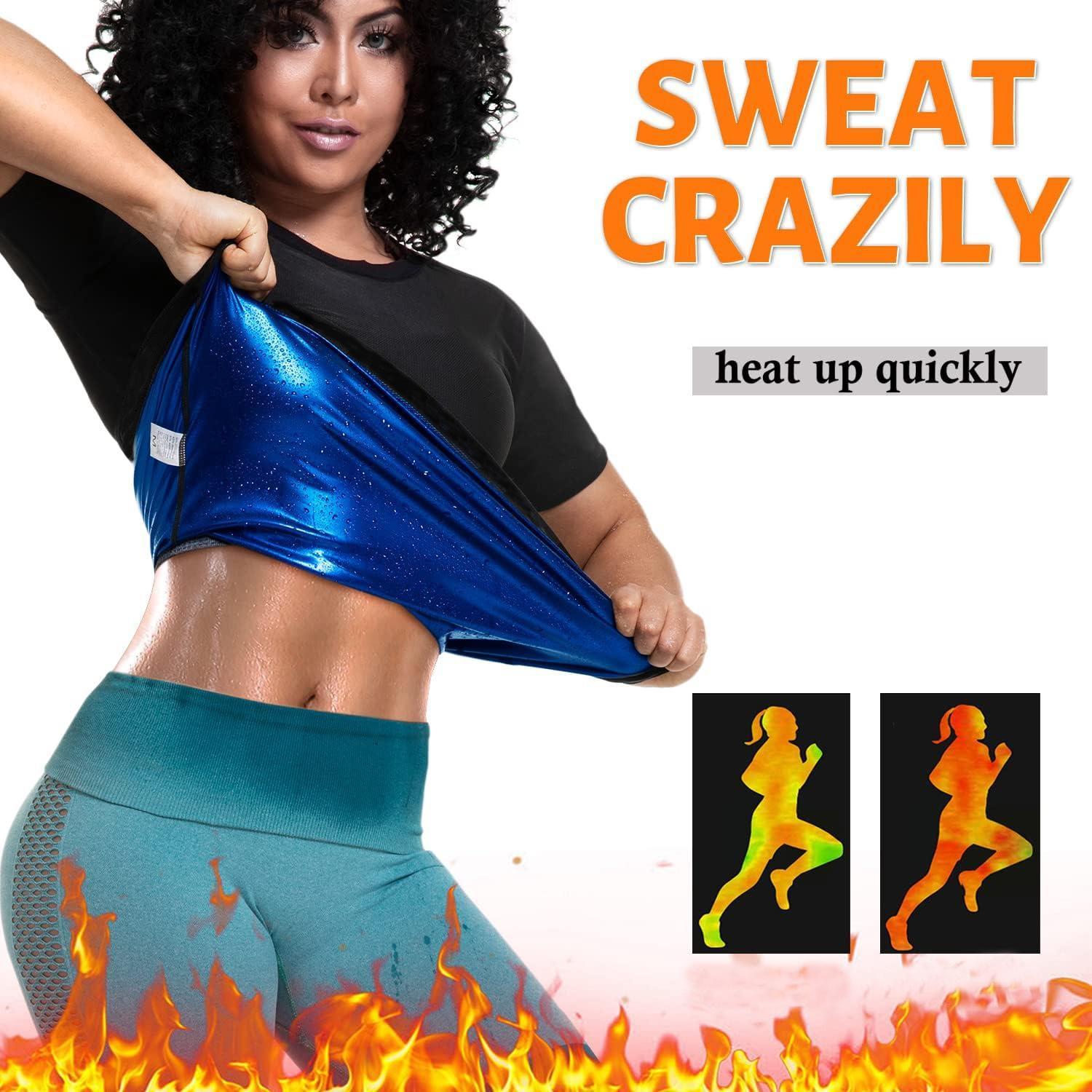 Women's Sauna Sweat Shirt Tummy Control Sauna Shirt Athletic Tee Compression T-Shirt Heat Trapping Sauna Vest for Women