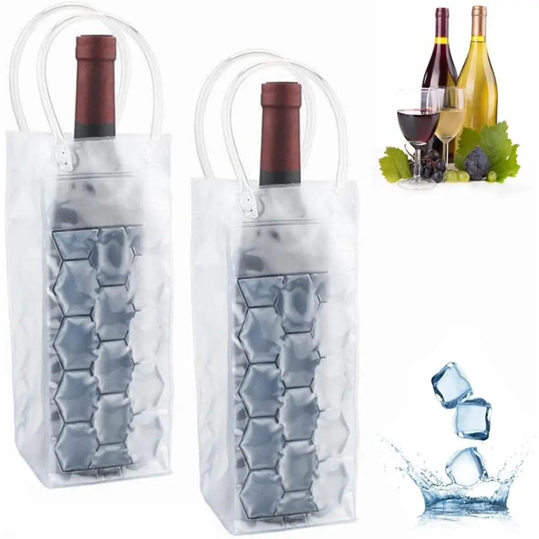Ice Wine Bag, Wine Chiller, Wine Cooler Refrigerator, Wine Fridge, Wine Bottle Chiller Cooler for Red White Champagne or Sparkling. Gel Cooling Holder Freestanding Carrier Chilling. Set 2