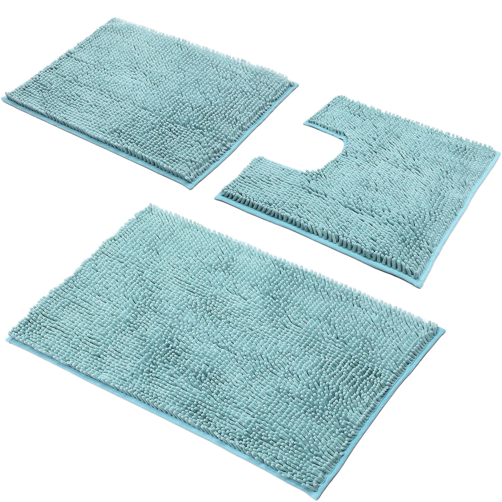 3 Piece Chenille Bathroom Rug Set Soft Microfiber Non Slip Absorbent Bath Mats for Shower Tub and Toilet Machine Washable Luxury Floor Mat