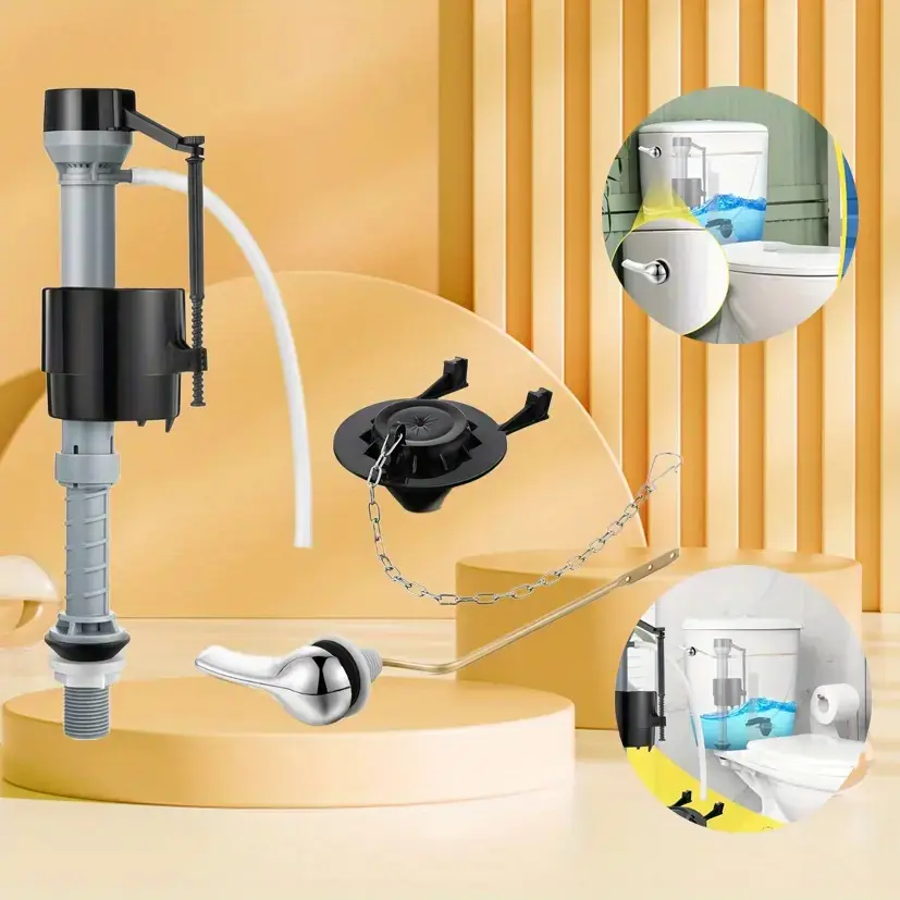 1 set Universal Toilet Tank Replacement Kit, Include Toilet Fill Valve, 2 Inch Low Flow Toilet Rubber Flapper, Side Mount Toilet Flush Brass Handle