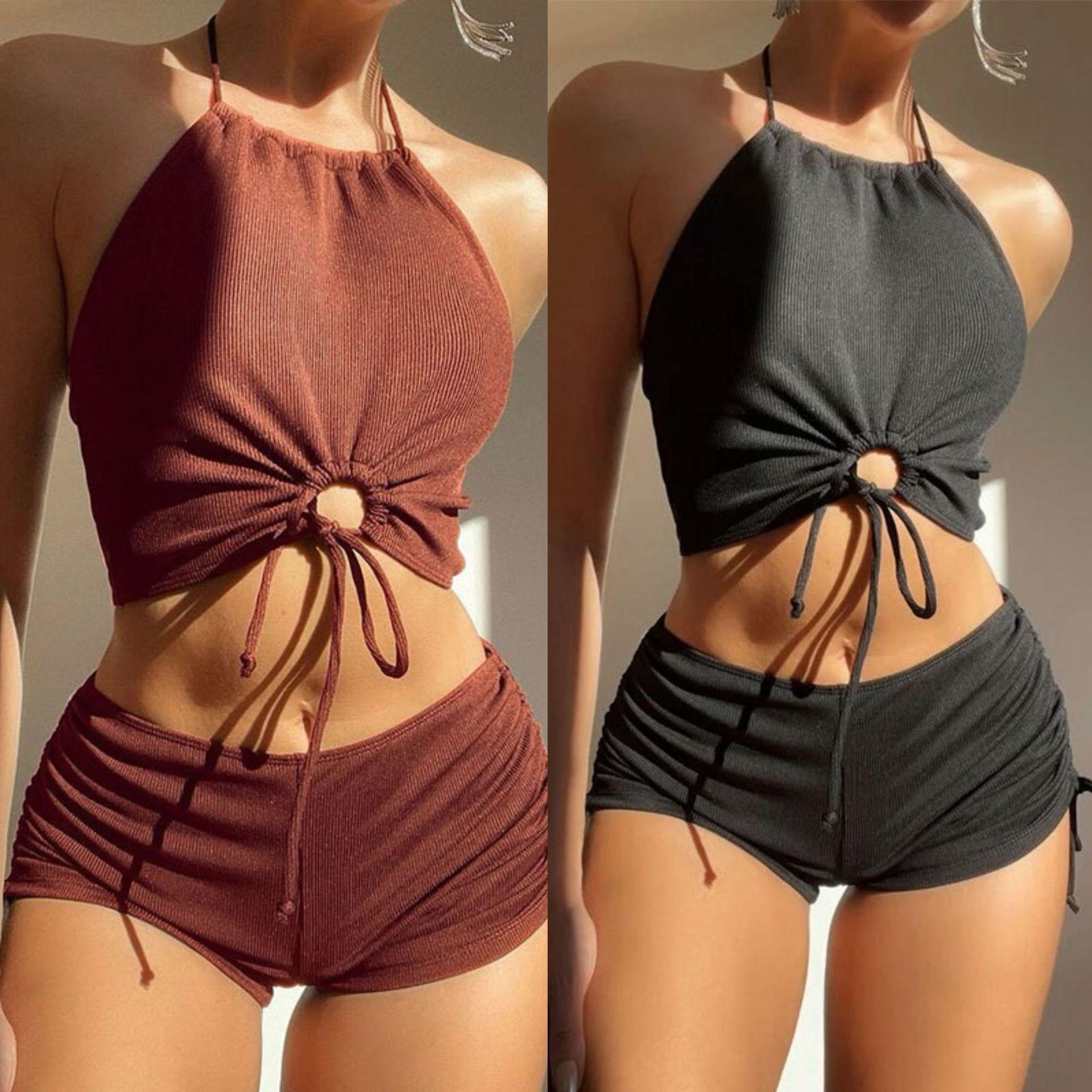 Stylish Drawstring High-Waist Bikini Set – Chic & Comfy Summer Look