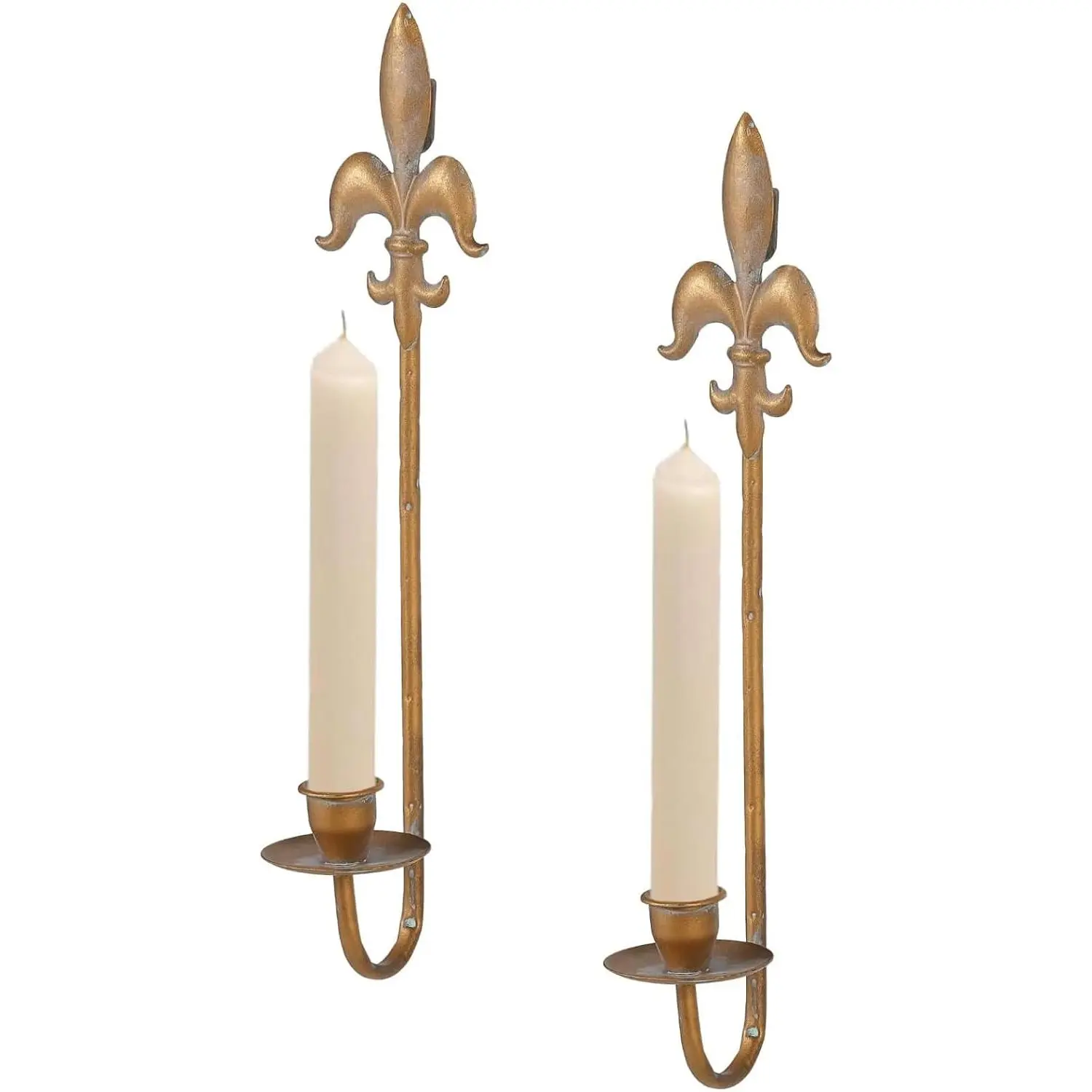 Wrought Iron Candle Sconces Set of 2, Rustic Hanging Candle Holders for Living Room Farmhouse Fireplace Wedding (Antique Copper)