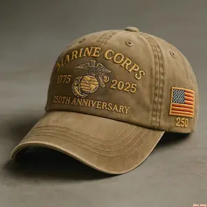 2026 New Embroidered US Marine Corps 250th Anniversary Baseball Cap for Men Women Adjustable Vintage Military Style Lightweight Daily Wear Collectible Gift US Design