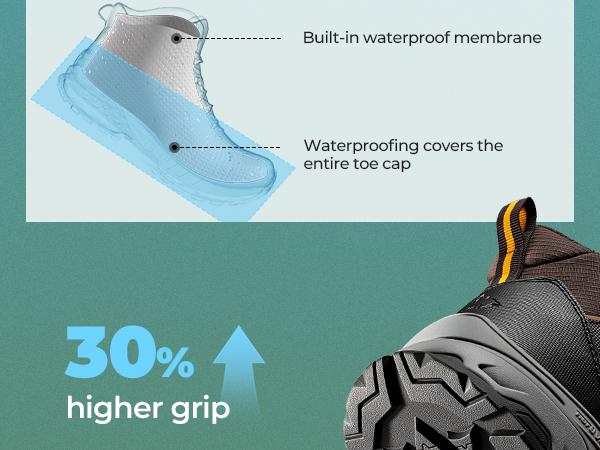 NORTIV 8 Men's Armadillo 3.0 Waterproof PRO Hiking Boots Outdoor Lightweight Non-Slip Arch Support Trekking Camping Ankle Boots All Seasons