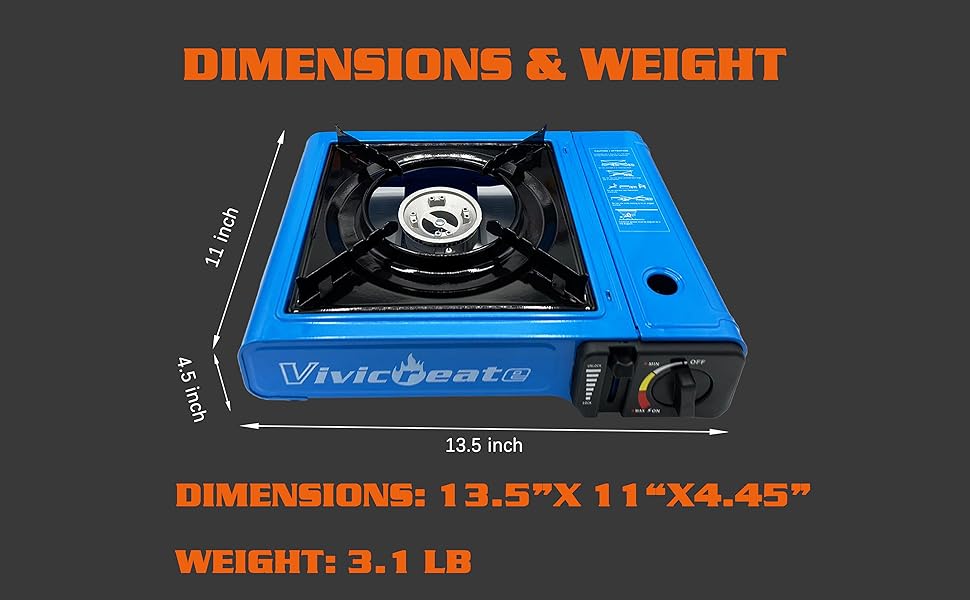 Vivicreate 7000 BTU Portable Butane Camping Stove – Korean Style Outdoor BBQ Burner for Hiking, Travel, and Emergency Cooking