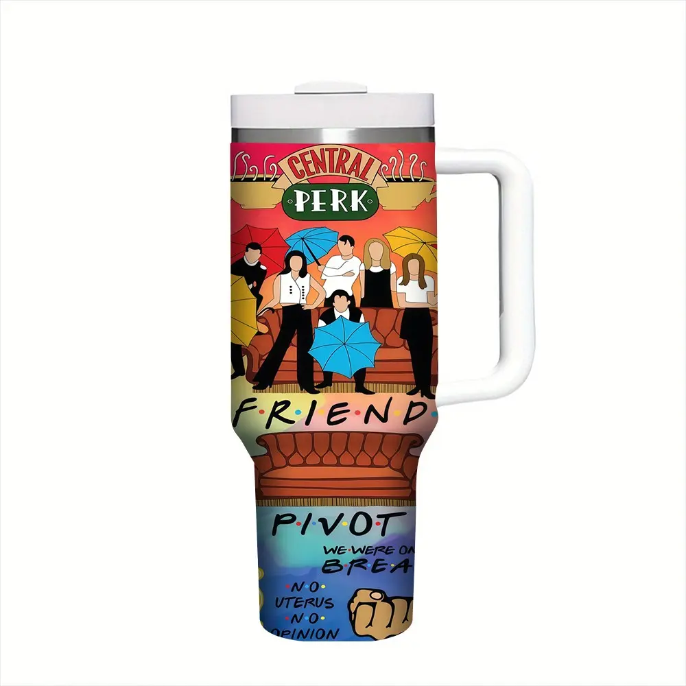 1pc Must-Have Friends Central Perk 17oz/17.5oz/20oz/30oz/32oz/40oz Insulated Tumbler | Daily Coffee & Water Cup For Office & Road Trip