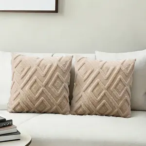 2PCS snowflake velvet diamond check pillow case, comfortable soft diamond check solid color pillow case, suitable for office sofa decoration, headboard cushion (excluding pillow core)