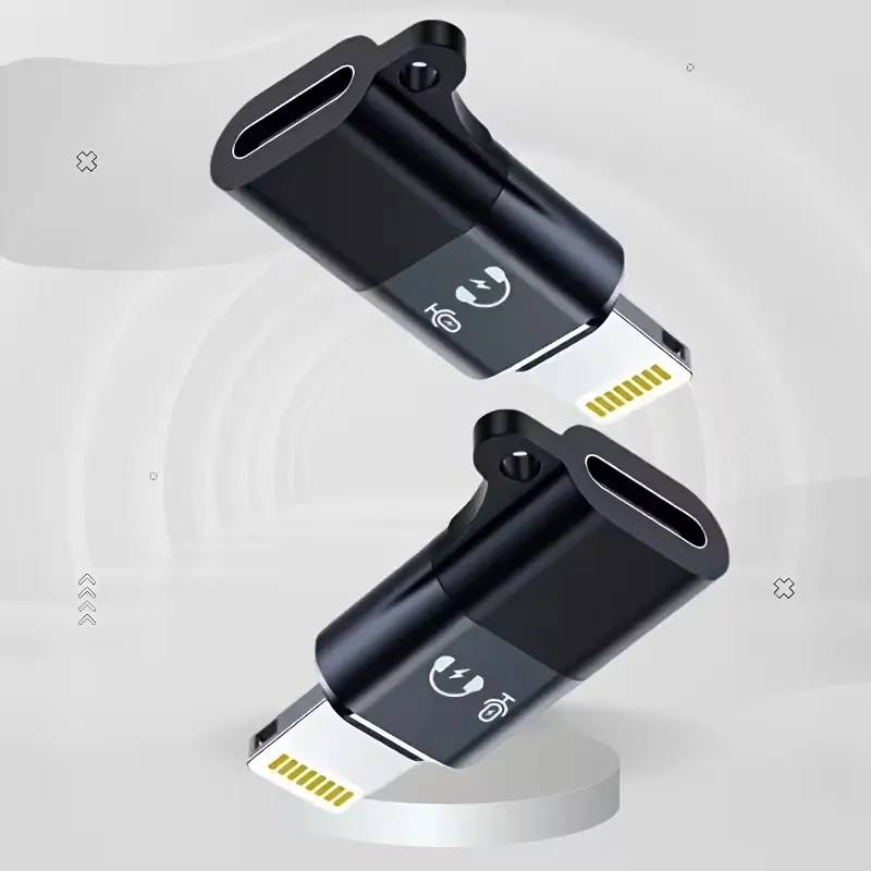 2-Pack USB-C to Lightning Adapter, Charging & Data Sync Lightning to USB Type-C Cable Adapter, Compatible with iPhone 14/13/12/11/X/XR Pro Series, iPad, AirPods, with Anti-Lost Loop, Charger Adapters