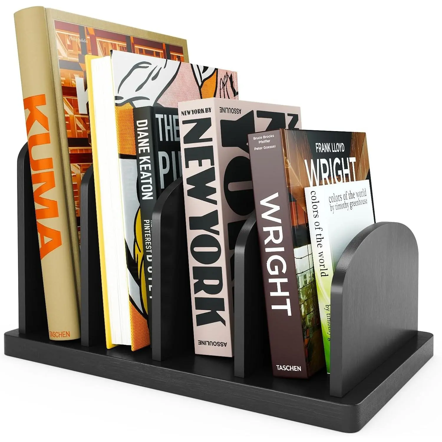 Cook Book Organizer, 4 Sections, Recipe Book Holder Rack, Tabletop Stand for Convenient Cookbook Storage, Vertical Cook Book Stand Kitchen, Binder Holder for Desk & Countertop (Black)