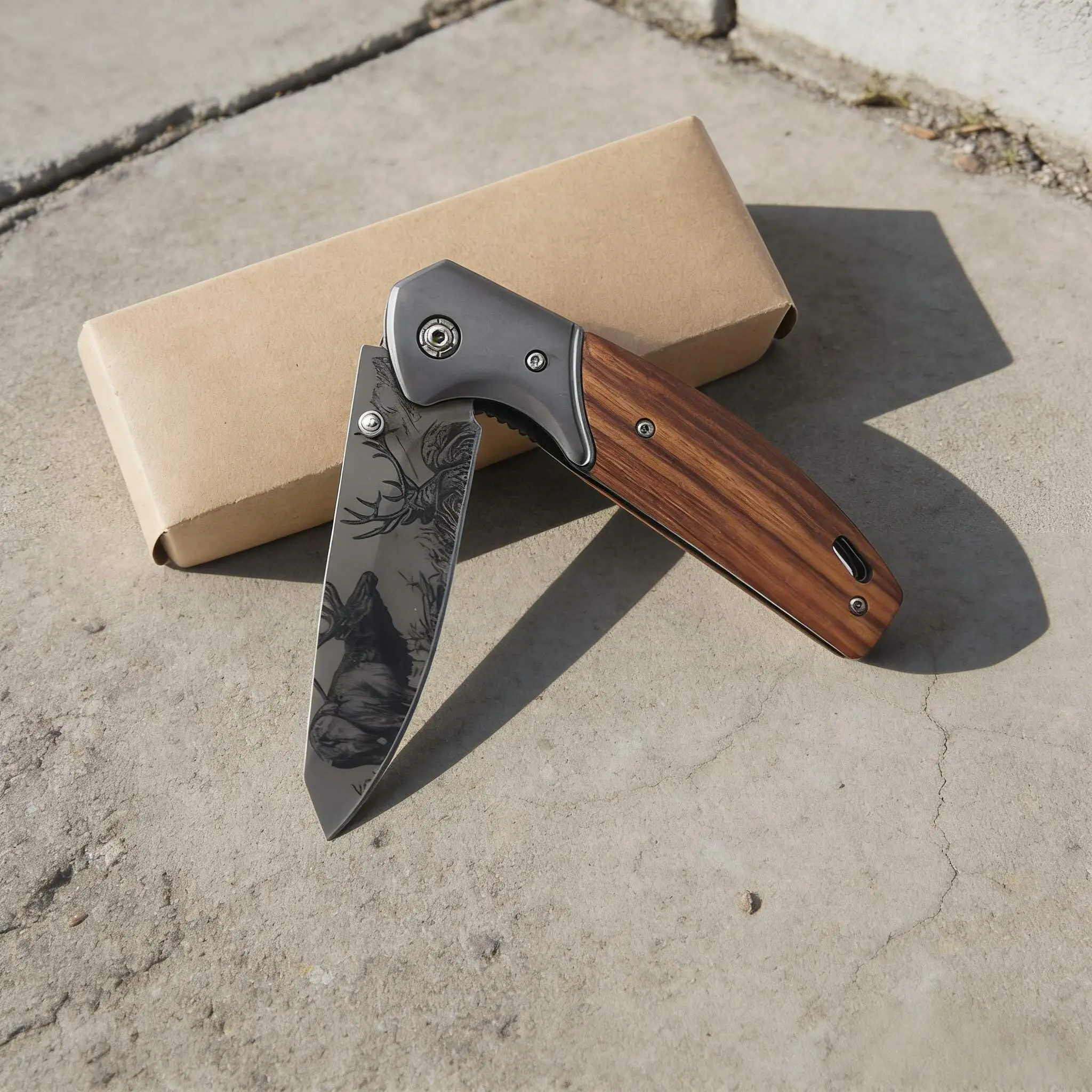 Multifunctional Lightweight Folding Knife, Wooden Handle, Antler Blade, Non-Slip Grip, Edc Pocket Knife, Camping, Hiking, Travel, Men's Gift