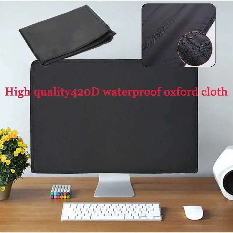 Waterproof Monitor Dust Cover, Polyester Cover, Anti-Scratch Computer Screen Protective Sleeve, Dustproof Monitor Cover for 24in Desktop Monitor, Home & Office Use
