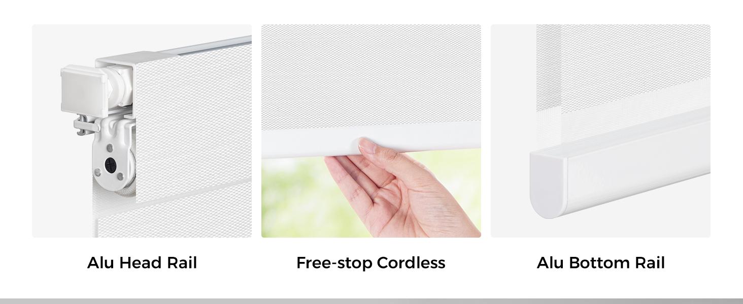 Cordless Zebra Blinds Linen No Drill Installation Linen High Precision Fabrics Beige 32.5" W x 72" H