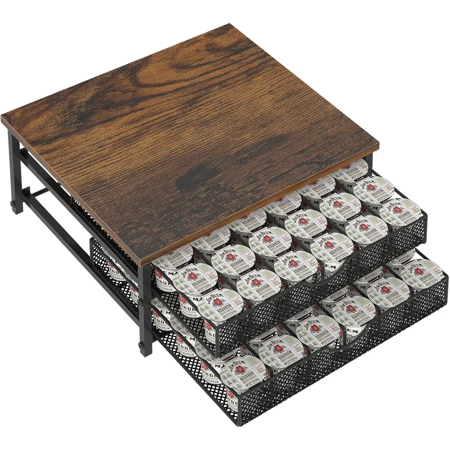 Coffee Pod Holder For Counter, Coffee Pod Drawer for K Cup Storage Drawer Holder, 72 Capacity Pods Storage Organizer Cups Capsule with Sliding Baskets for Coffee Station, Black