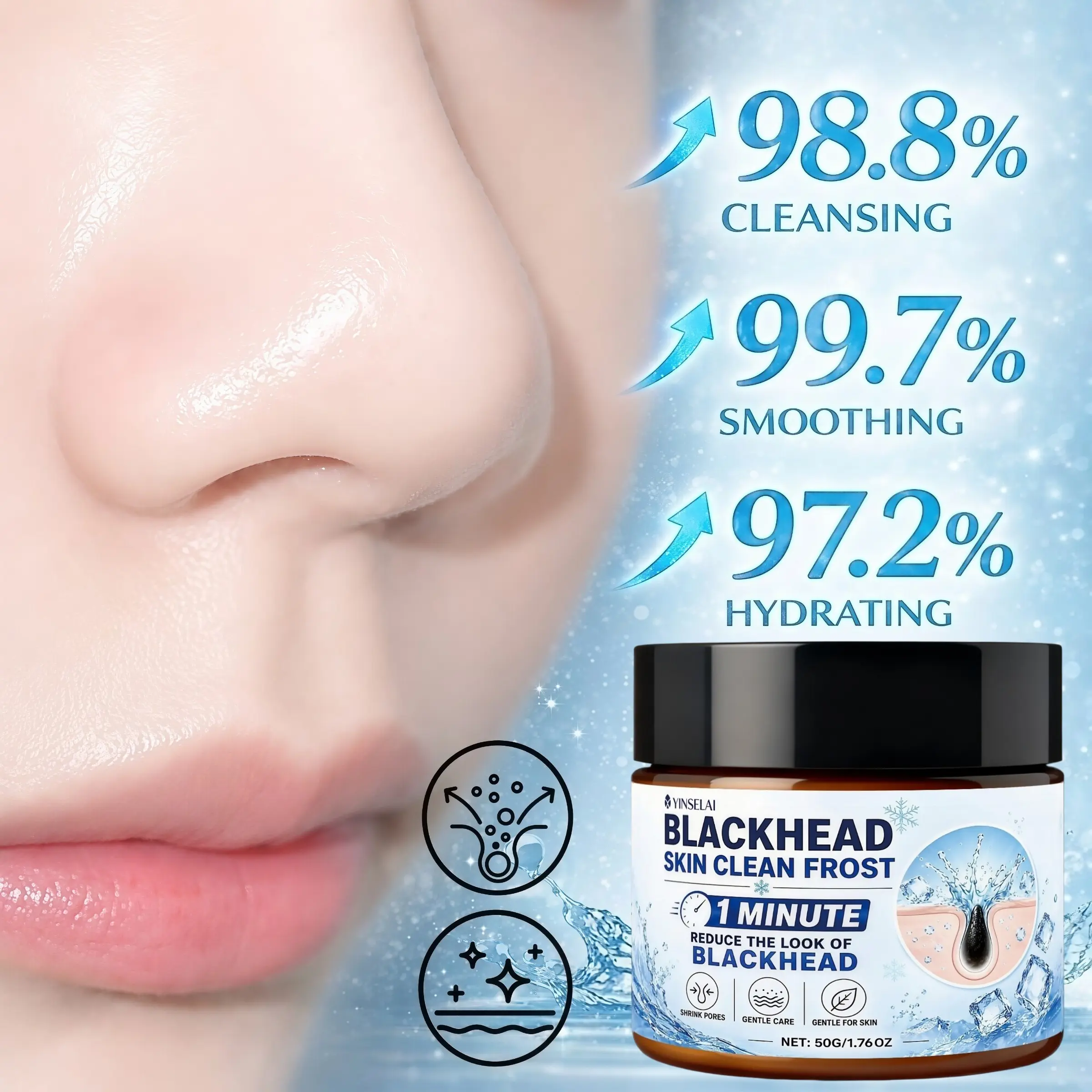 Blackhead Remover Face Cream, Gentle Pore Cleanser, Oil Control, Smooths T-Zone, Daily Skincare for Oily Skin, Reduces Blackhead Appearance