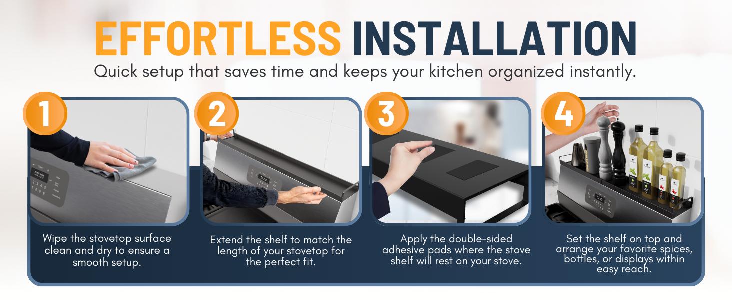 Extendable Steel Over the Stove Shelf for Back of Stove (16 to 30 Inches) Magnetic Stove Top Shelf for Kitchen Stove, Over Stove