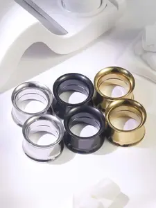 3-25mm Gauges for Ears 316L Surgical Steel Mirror Finish Double Flared Tunnels Plugs Earrings Hollow Internally Threaded Ear Gauges Piercing for Women Men Silver Black Gold 1 Pairs