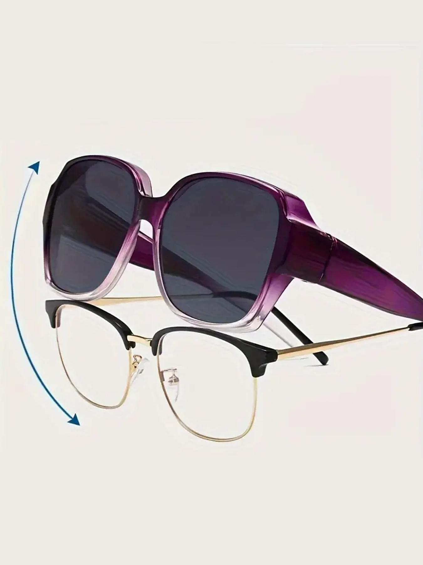 Square Frame Eyeglasses Fit Over Glasses, Trendy Casual UV Protection Sunglasses, Fashionable Frames Sunglasses, Fashion Accessories for Outdoor Activities