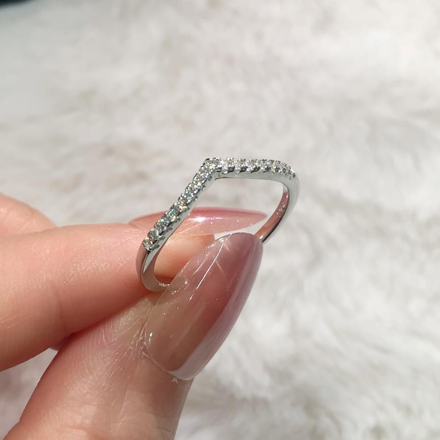 S925 Sterling Silver V-Shaped Ring Synthetic Moissanite Ring fashion jewelry accessory woman girl promise ring-167(50%)