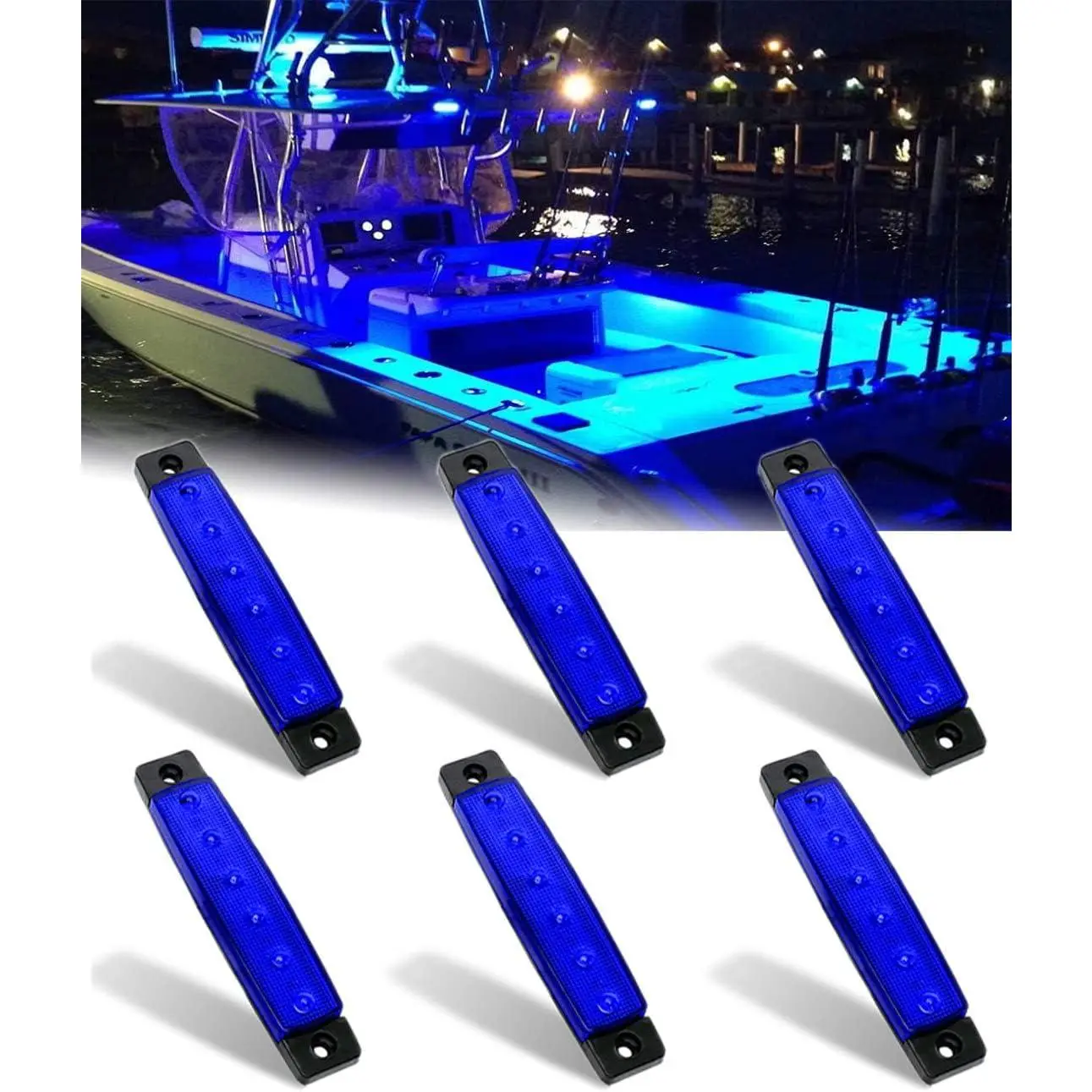 Marine Lights - 6Pcs Waterproof LED Interior Lights for Yacht, Fishing Boat, Kayak & More, 12v