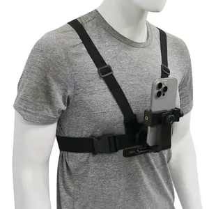 Universal Adjustable Chest Mount Harness Strap Kit, 360° Rotation Phone Holder, Compatible with Smartphones & Gopro, Ideal for Outdoor Activities