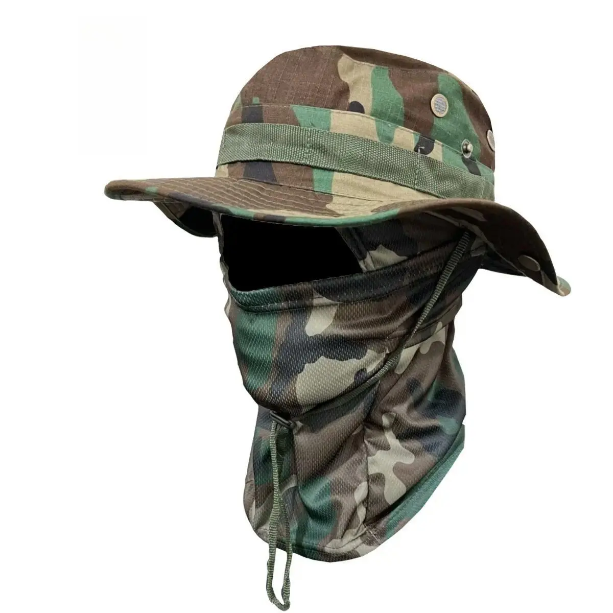 Men's Camouflage Bucket Hat, Adjustable Cotton Blend Sun Hat With Windproof Drawstring, UPF Outdoor Fishing Hat For Hiking, Camping, Beach Trips, Travel And Summer Adventure Gear