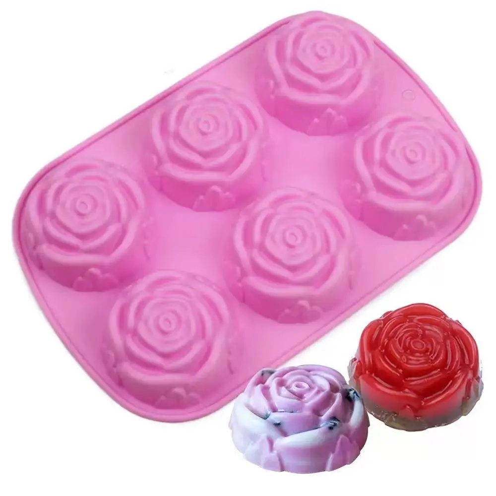 1pc Silicone Rose Flower Cake Mold, Food Grade Molds for Candle Making, Soap Baking, Chocolate Jelly, Epoxy Resin DIY Craft