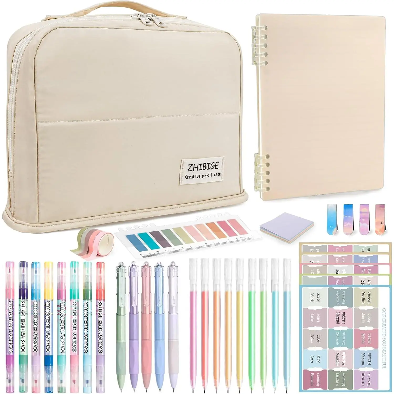 Study & Journaling Kit for Women: No-Bleed Highlighters, Pens & A5 Notebooks with Tabs - Christian Gifts for Beginners, Students & Church Groups