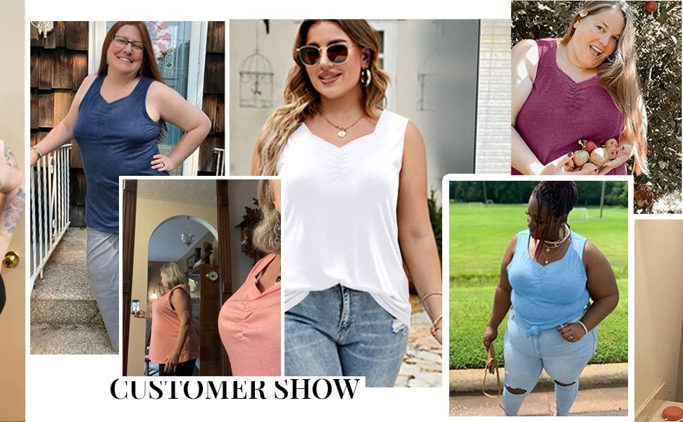 【L-5XL】Plus Size Curve imily bela curve Plus Size Tank Tops for Women Summer Sleeveless Sweetheart Neck Casual Tunics Shirts