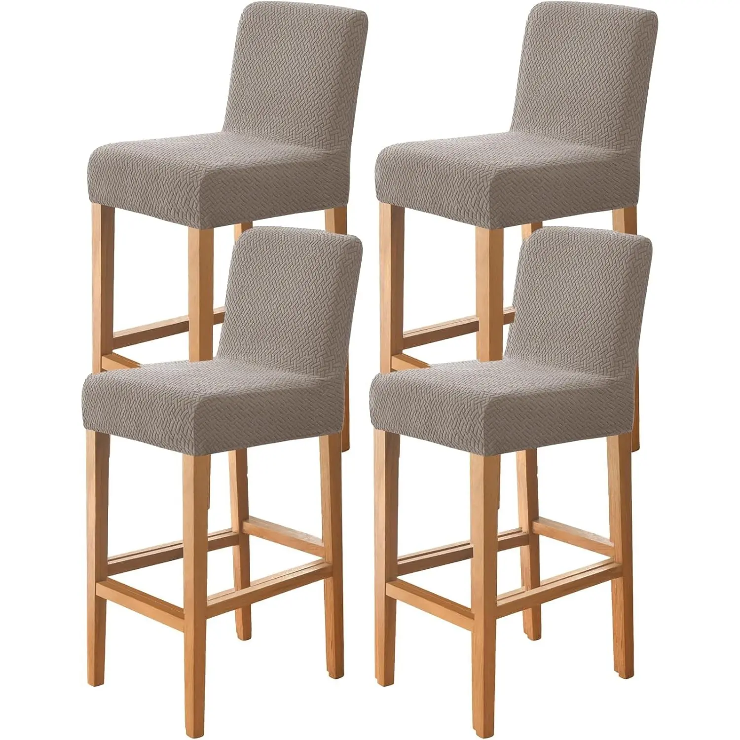Bar Stool Covers Set of 4, Stretch Removable Bar Stool Seat Covers with Backs Slipcovers, Bar Chair Covers Square for Dining Room Cafe