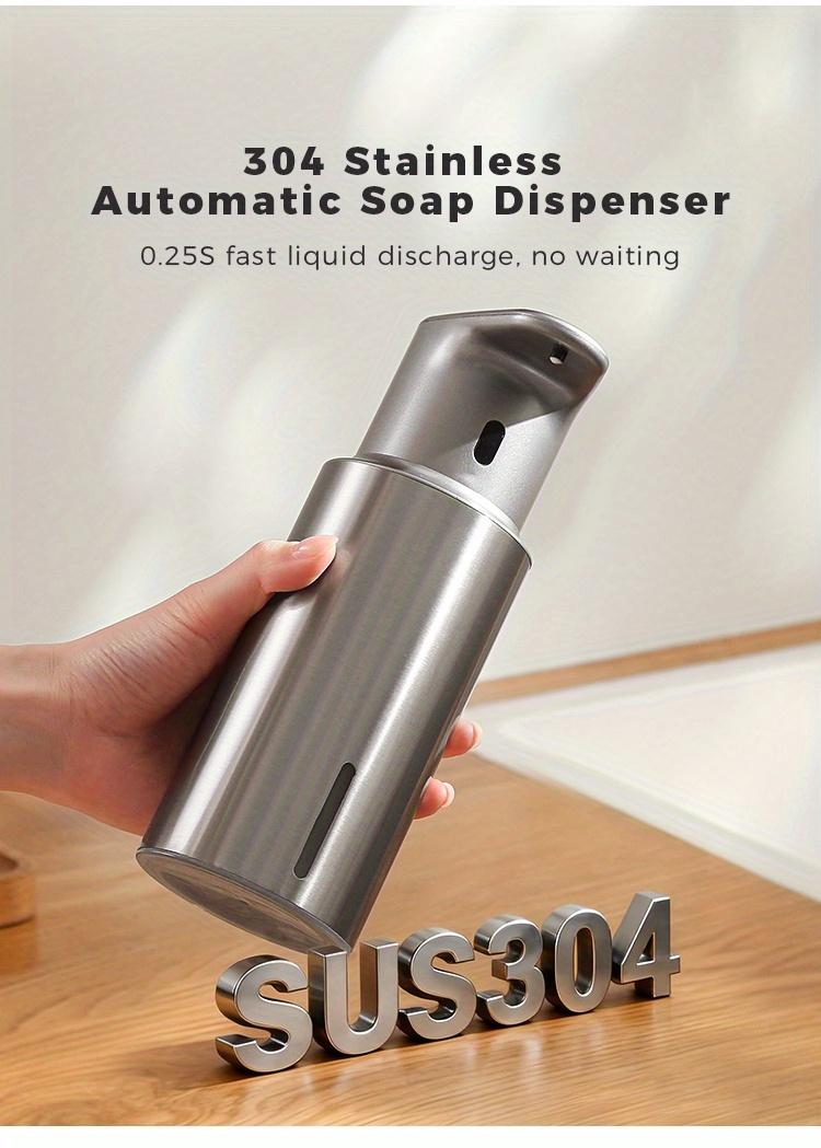 Automatic Sensor Soap Dispenser, Stainless Steel Rechargeable Liquid Dispenser, Infrared Sensor Hand Bottle, Adjustable Height Levels, 16.23oz Large Capacity, Rechargeable Wall-Mounted Bathroom Liquid Dispenser Suitable for Kitchen And Bathroom