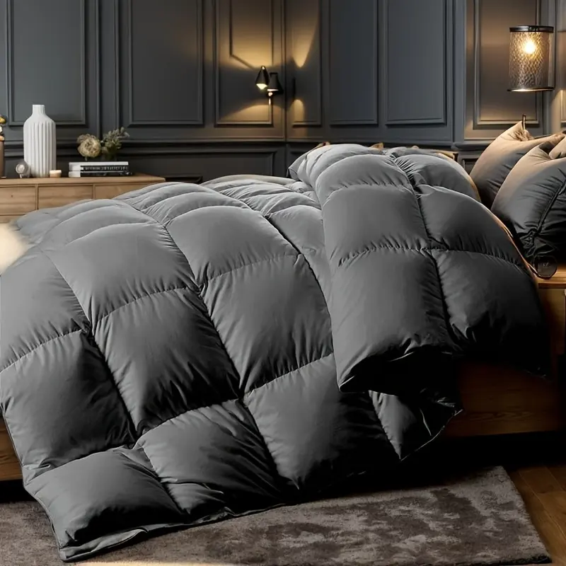 Premium Goose Down Comforter All Season Duvet Insert, Luxurious Fluffy Hotel Style Bedding, Ultra Soft 100% Cotton Cover, 8 Durable Corner Tabs, Cloud-like Soft Touch, Baffle Box Design, Exquisite Double Stitching