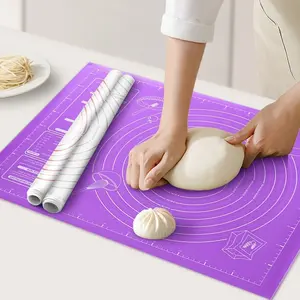 Best Selling Silicone Pastry Mat with Measurements Non Slip Food Grade BPA Free Reusable Kneading Board Heat Resistant Dough Rolling Mat for Baking Pizza Bread Fondant Pie Crust Cookies Macaroon Kitchen Countertop Organization Easy to Clean