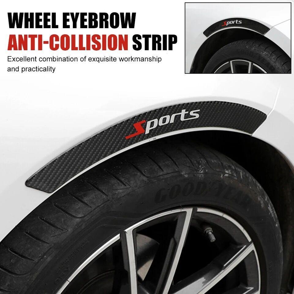 Car Wheel Eyebrow Anti-collision Strip, 4 Counts Carbon Fiber Decorative Strip, Anti-scratch Sticker for Car Wheel Profile, Sticker for Cars, Decal for Cars, Universal Car Exterior Accessories