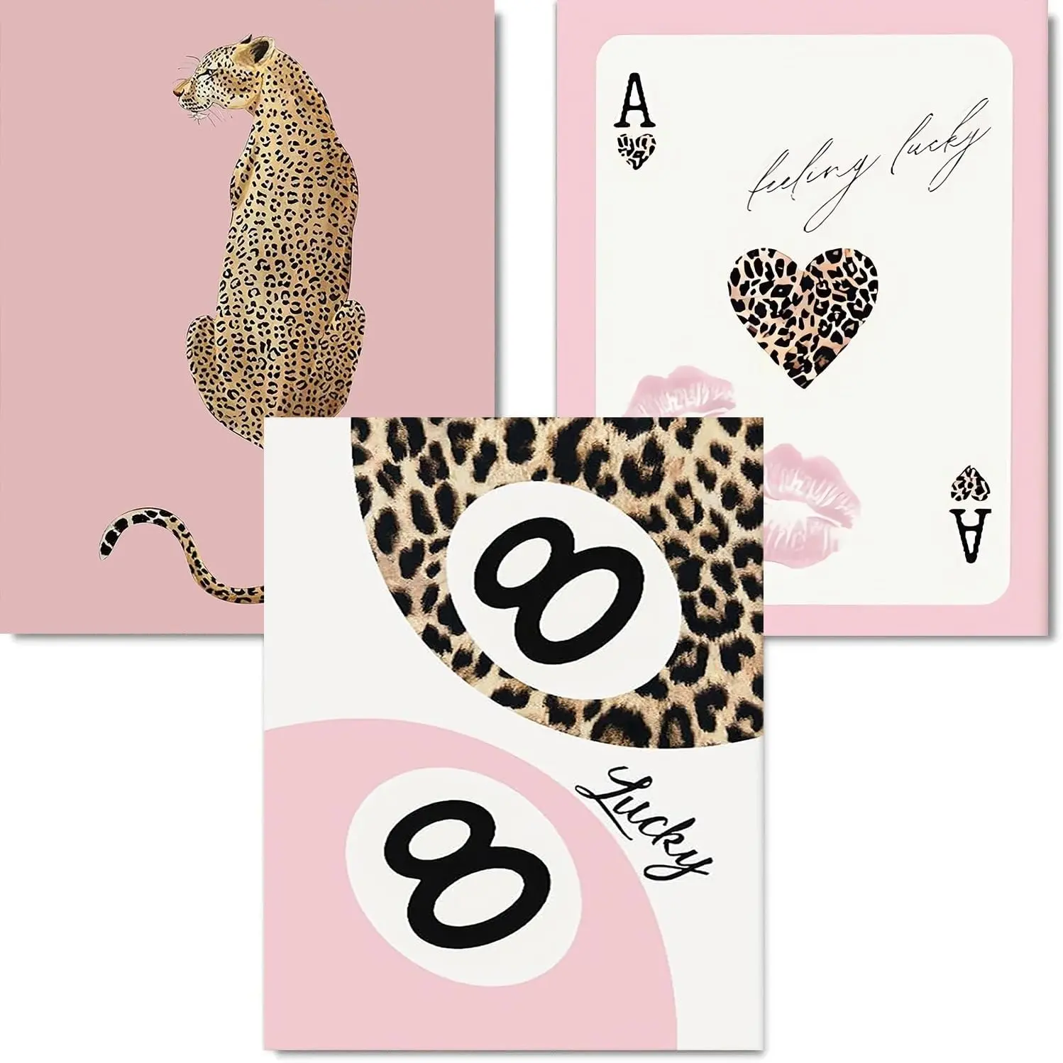 3 Pack Pink Diamond Art Kits for Adults, Girly Trendy Cheetah DIY Modern Diamond Painting Kits Diamond Pattern Design 5D Diamond Dots Gem Art Crafts with Tools, Round Full Drill Crafts for Home Wall Decor&Gift-12X16inch