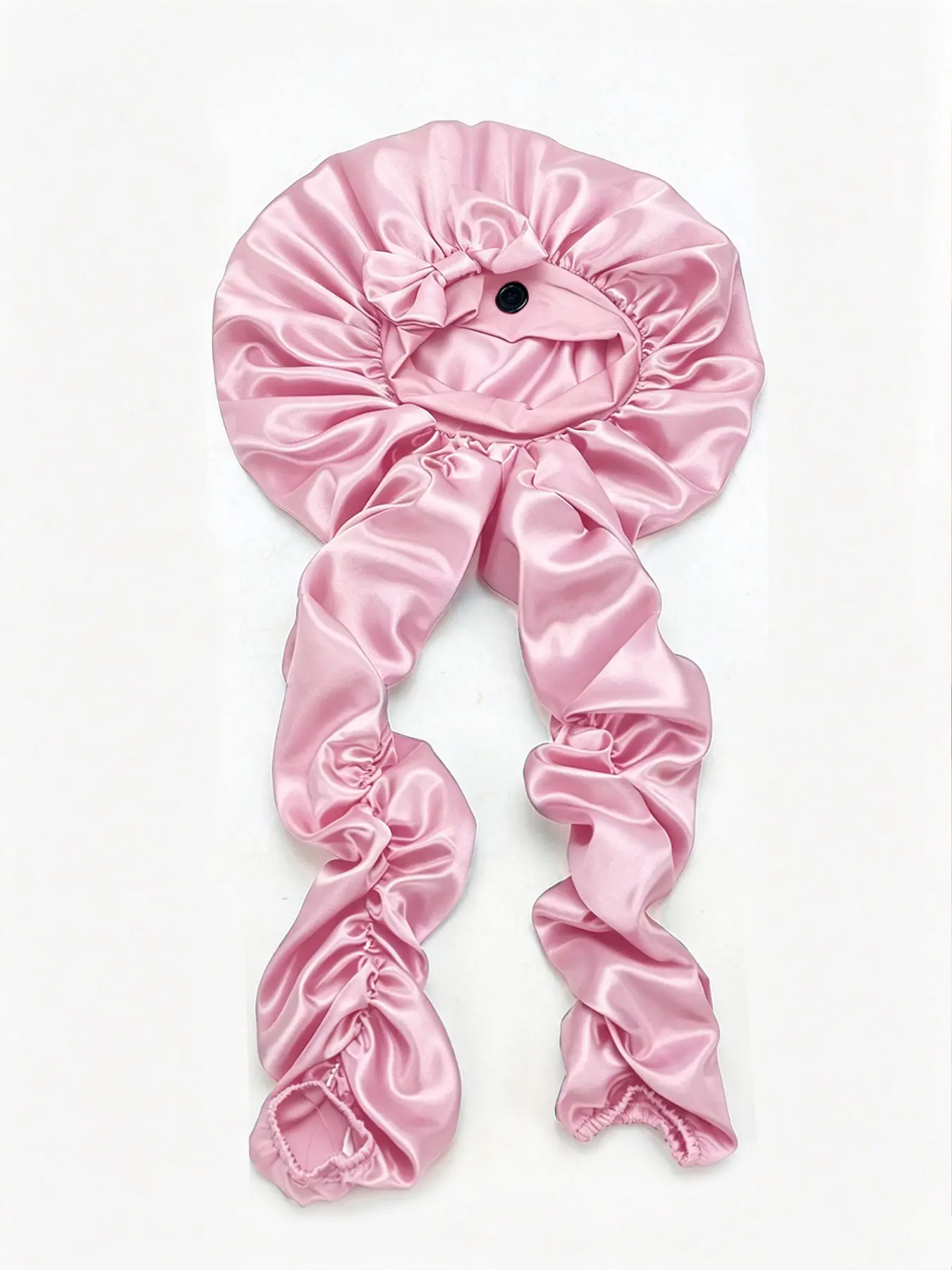 2026 New Women's Silk-Like Satin Pleated Sleep Cap, Bow Anti-Slip Braided Hat, Versatile Nighttime Hair Protection Headscarf
