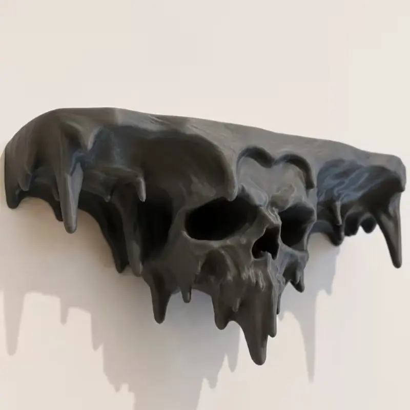 Melted Skull Floating Shelf, Wall Mount, 3D Printed, Cool Style, Decorative, Unique Design, Durable, Home Wall Decor, Decoration Items, Holds Various Items