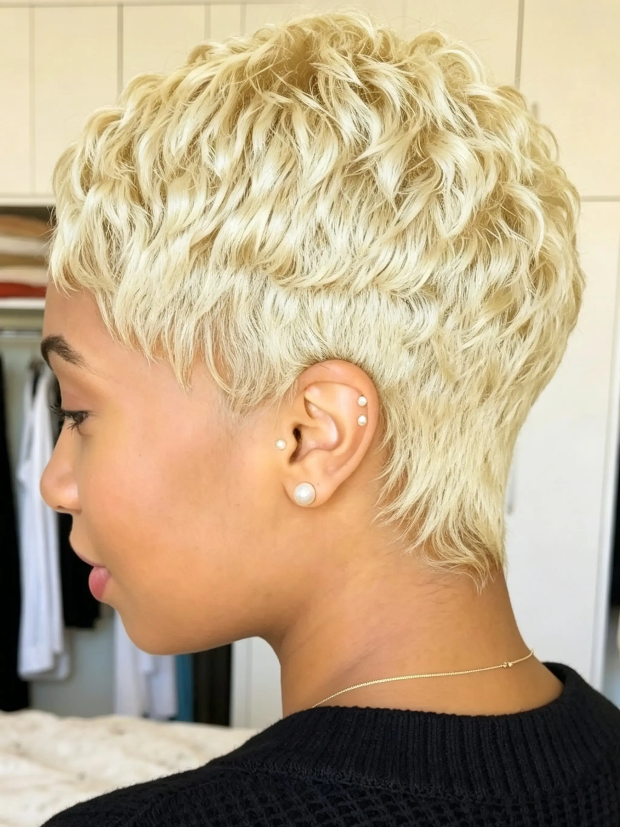 Platinum Blonde Short Curly Pixie Cut Human Hair Wig for Women, Daily Fashion Wig, Natural Look, Easy to Style, Perfect for Any Occasion