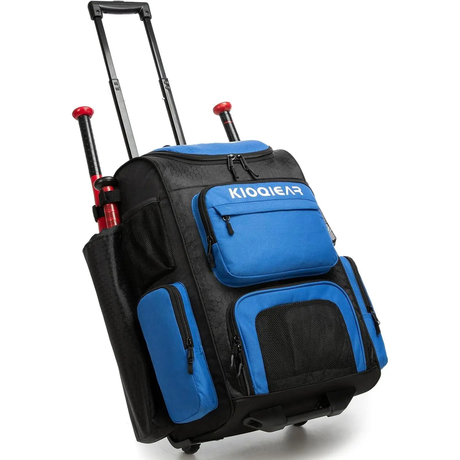 Rolling Baseball Bag with Wheels,Large Softball Bag with Fence Hook for 4 Bats & Equipment,Lightweight Baseball Bat Bag with Shoe Compartment.