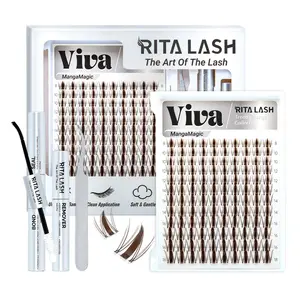 Viva | RITALASH 120PCS Dark Brown - Manga Kit Lashes with Ultra-Dense, Waterproof, Long-Lasting Lashes | Fairy | Fashion Wet Look | Beginner-Friendly DIY Lashes for a Flawless Look with Bond&Seal Remover and Tweezers