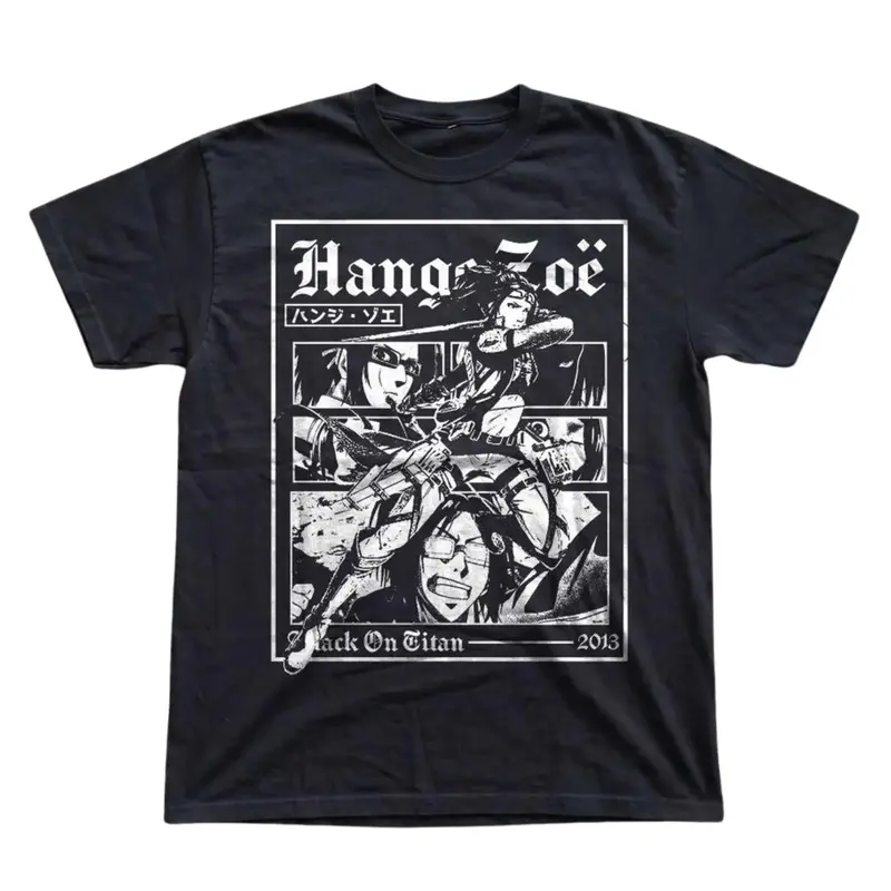 Gildan Men's and Women's T-Shirt, Vintage Attack on Titan Graphic Tee, Hange Zoe T-Shirt, AOT Fan Art Merch, Attack on Titan Clothing, Cartoon Graphic Shirt, Streetwear Anime Style, Goth Anime Tee, Shingeki no Kyojin Hange, Anime Tee for Men Women