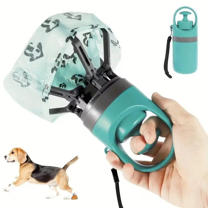 6-Jaw Pet Scooper with Garbage Bag Dispenser, Lightweight and Easy to Carry, Ideal for Park Trips, Convenient Dog Poop Cleaner