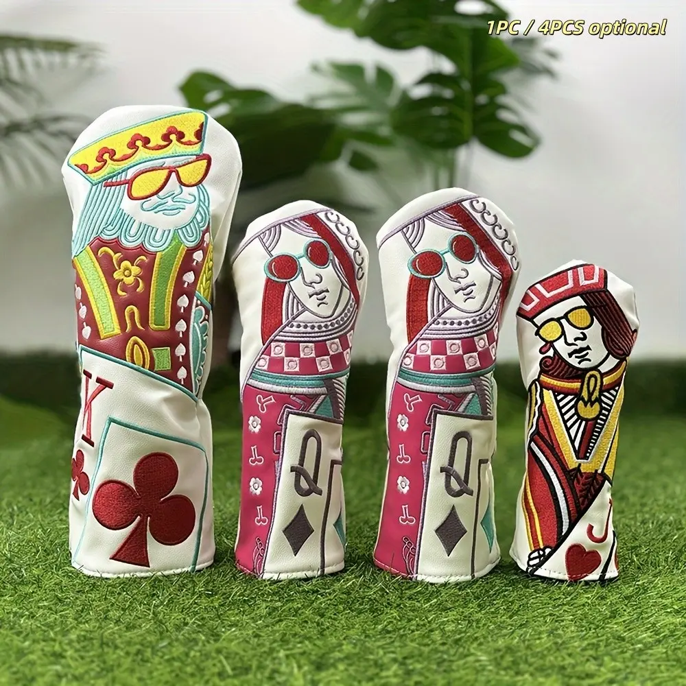 Jqk Embroidered Golf Club Head Cover, Durable Hybrid Driver & Wood Protector, Stylish Golf Accessory, Golf Gear, Golf Equipment for Enhanced Game Performance