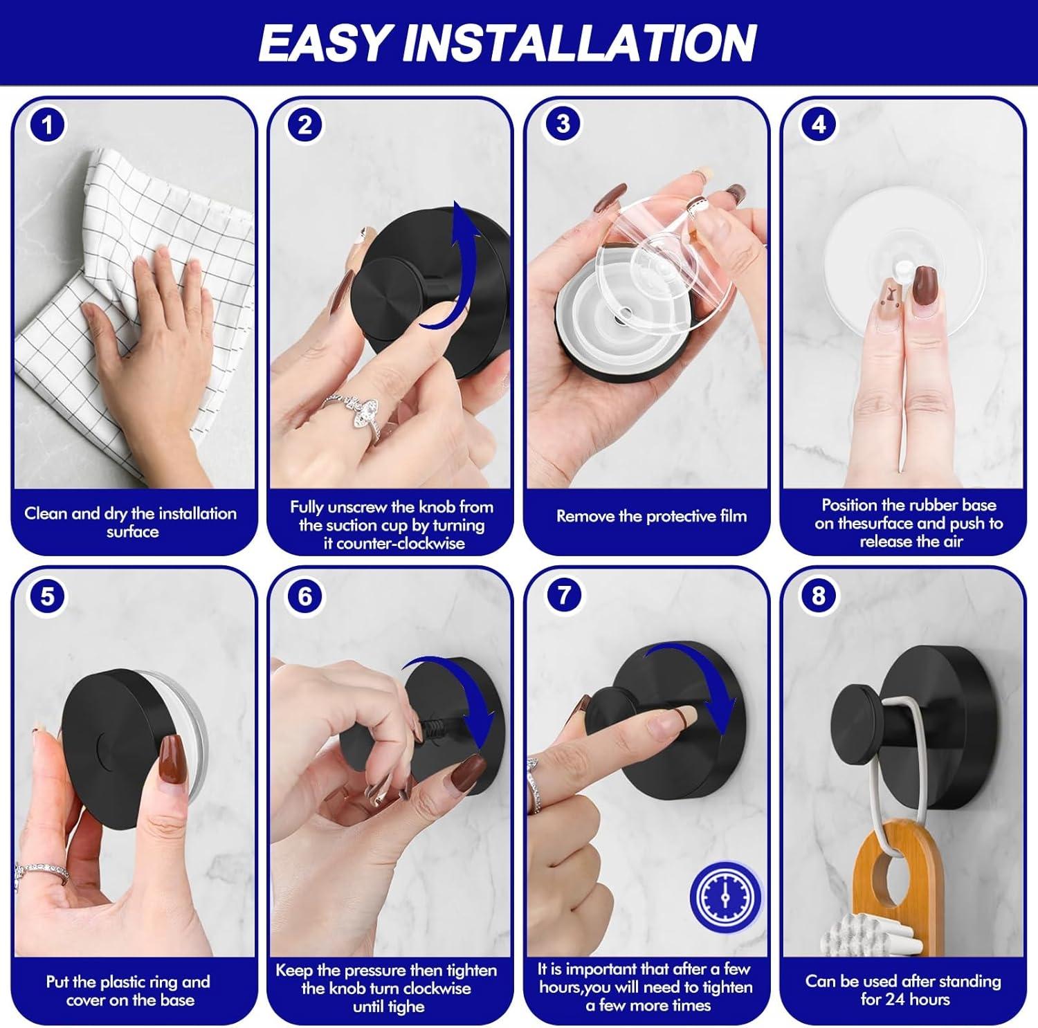 2 PCS Suction Cup Hooks for Shower,Removable Shower Towel Hooks Suction Hooks No Drill Hook for Glass Door for Holloween Christmas Decoration Mirror, Windows, Tile, Robe, Bathroom Suction Hook